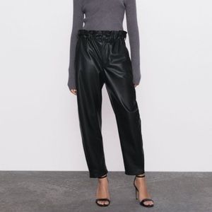 Like New Zara Faux Leather Paperbag Pants